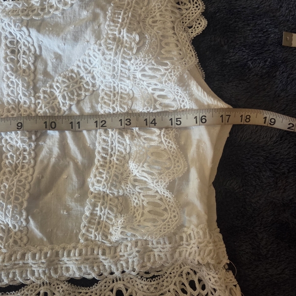 She + Sky White Lace Crop Top – Boho Cottagecore Crochet Blouse - Picture 6 of 8